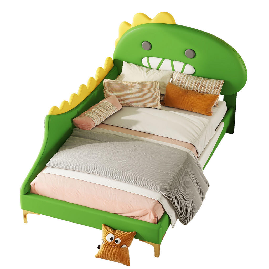 FLIEKS DĚTSKÁ POSTEL 90x200 Zelená Dinosaurus PU