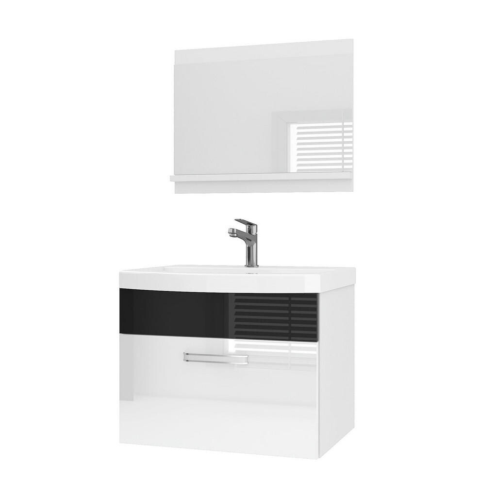 B BELINI GROUP KOUPELNOVÝ NÁBYTEK Koupelnová SADA PRI P1, Bílá / Černá lesklá, 60 cm