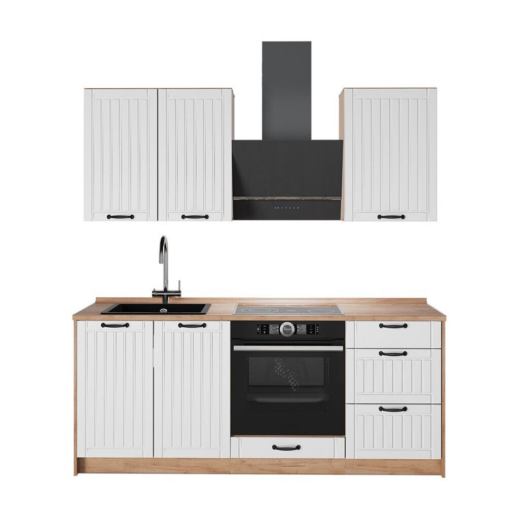 Vicco JEDNOTKOVÁ KUCHYNĚ Fame-Line, Bílý venkovský dům/Zlatý mocný dub, 190 cm, PD Dub