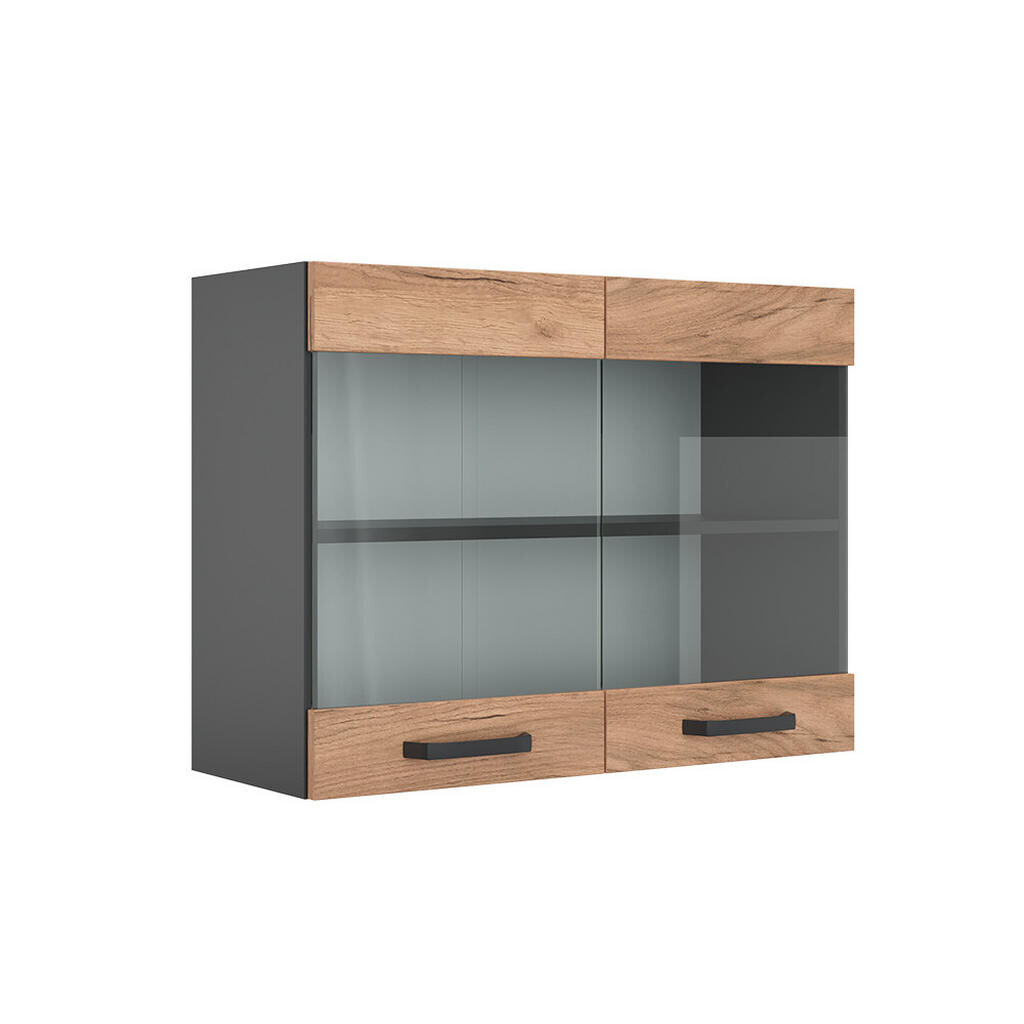Vicco SKLENĚNÁ KUCHYŇSKÁ SKŘÍŇKA R-Line Zlatý mocný dub 80 cm
