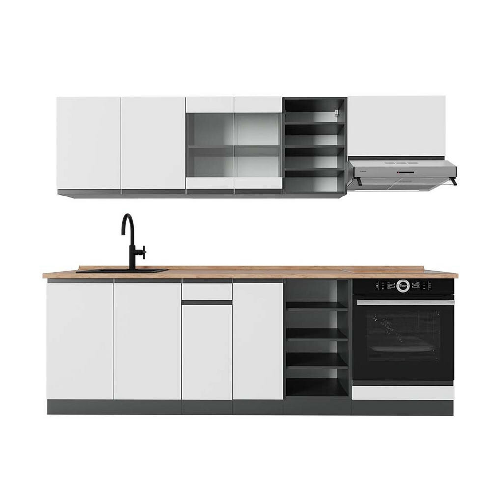 Vicco KUCHYŇSKÝ KOUT R-Line Bílá/antracitová 240 cm , PD Dub