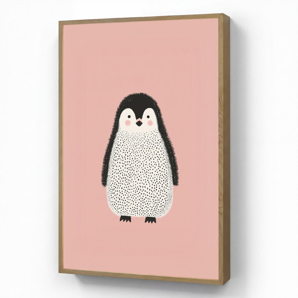 OnlyWow NÁSTĚNNÁ LAMPA S AKUMULÁTOREM Tučňák - Tečky - Minimalistický - Růžový 70x100 cm