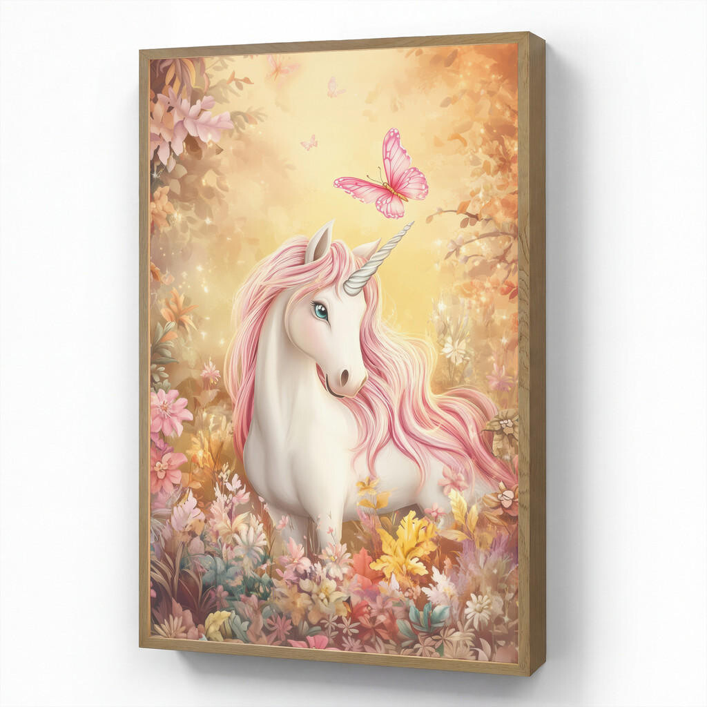 OnlyWow NÁSTĚNNÁ LAMPA S AKUMULÁTOREM Jednorožec - Květiny - Motýl - Růžová 70x100 cm