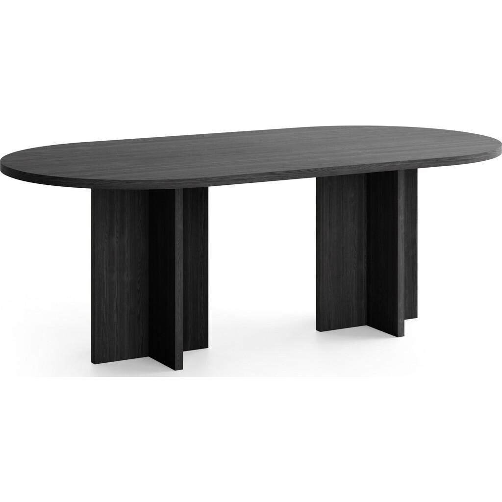 WFL GROUP JÍDELNÍ STŮL Aster Oválný, Jasan Černý 204/90/75 cm