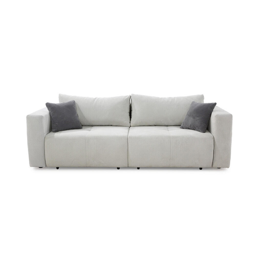 luma-home ROZKLÁDACÍ POHOVKA: Velká pohovka/rohová pohovka, 2 úložné prostory, šířka 243 cm, hloubka 115–161 cm, vaflový kord, stříbrně šedá / 15242