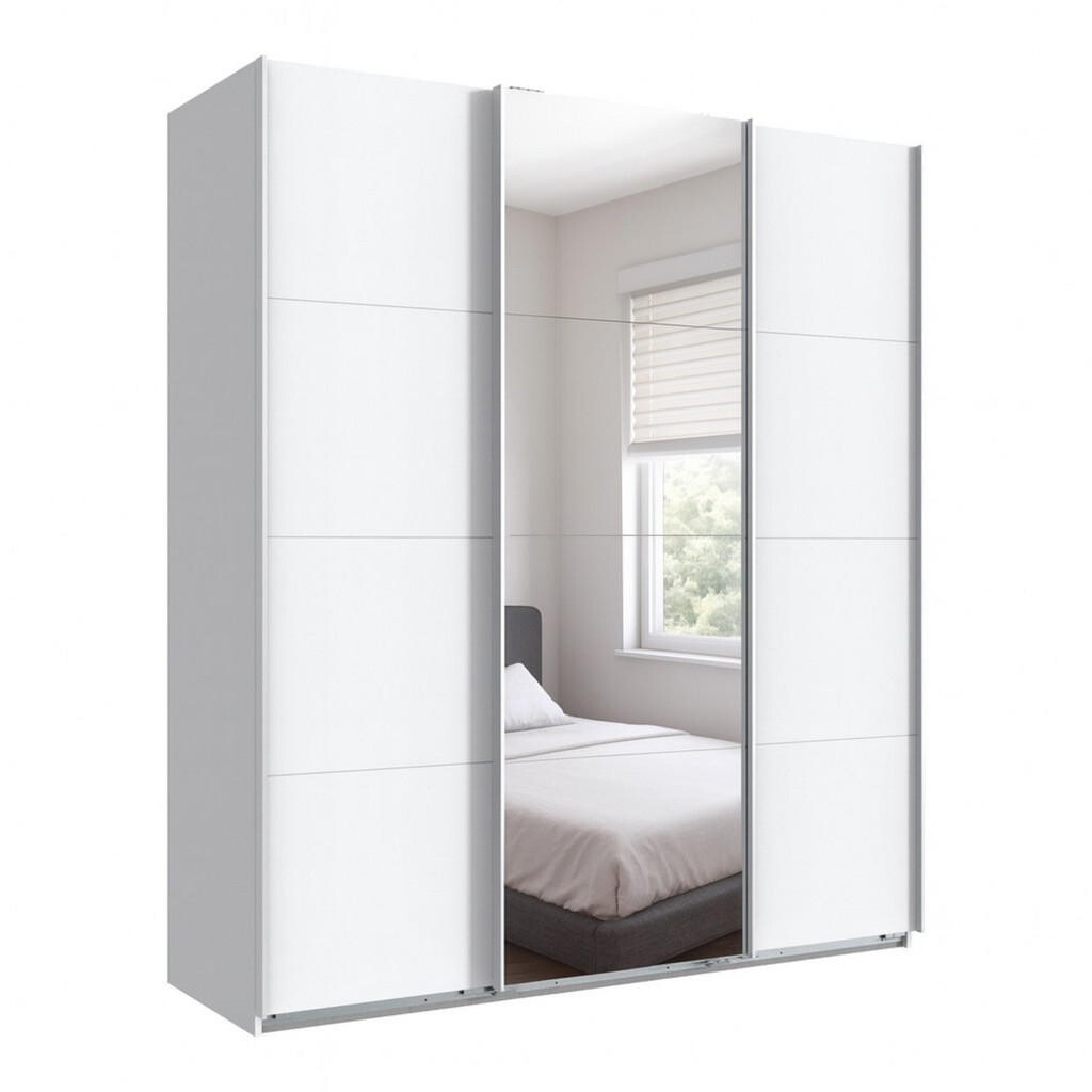 luma-home SKŘÍŇ S POSUVNÝMI DVEŘMI, 3dveřová, šířka 180 cm, výška 208 cm, hloubka 64 cm, bílá, se zrcadlovými dveřmi / 22511