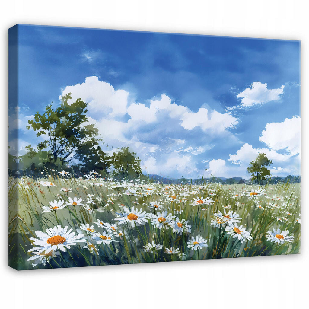 Wallarena PLÁTNO Květiny Louka Modrá 100x70 cm