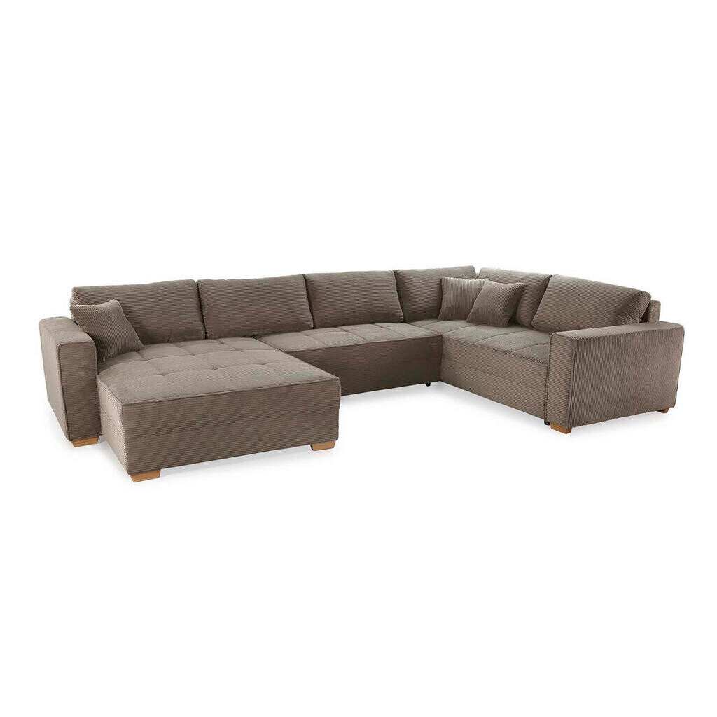 luma-home SEDACÍ SOUPRAVA, spací funkce, úložný prostor pod postelí, pružinová matrace, tvar písmene U, 379 × 227 × 86 cm (Š×H×V), manšestr hnědá taup