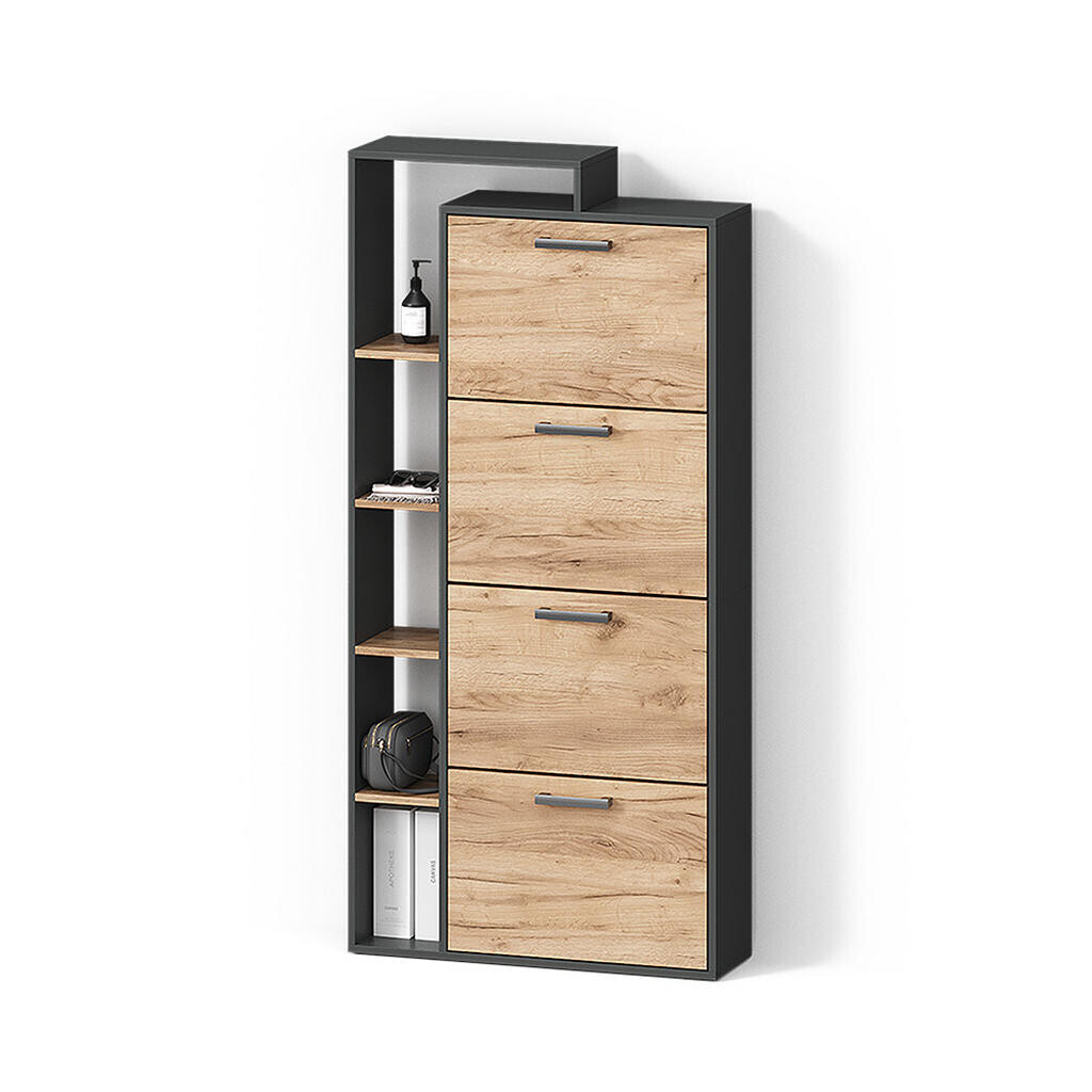 Livinity® BOTNÍK Ortello Zlatý dub power/antracit 80 x 166.1 cm se 4 přihrádkami