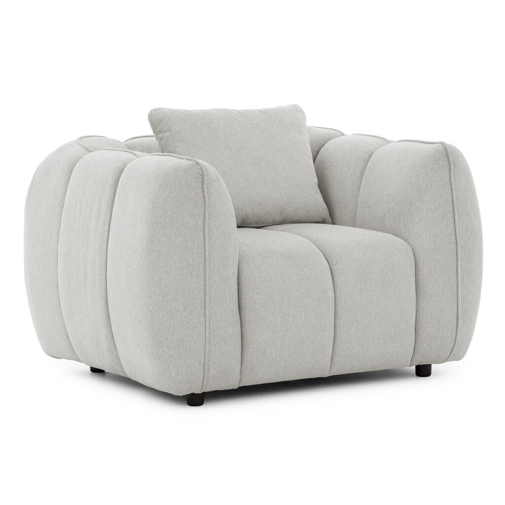 S-Style KŘESLO Nubira v hluboce prošívaném designu Bubble z měkké strukturované látky ve světle šedé barvě s moderním vzhledem