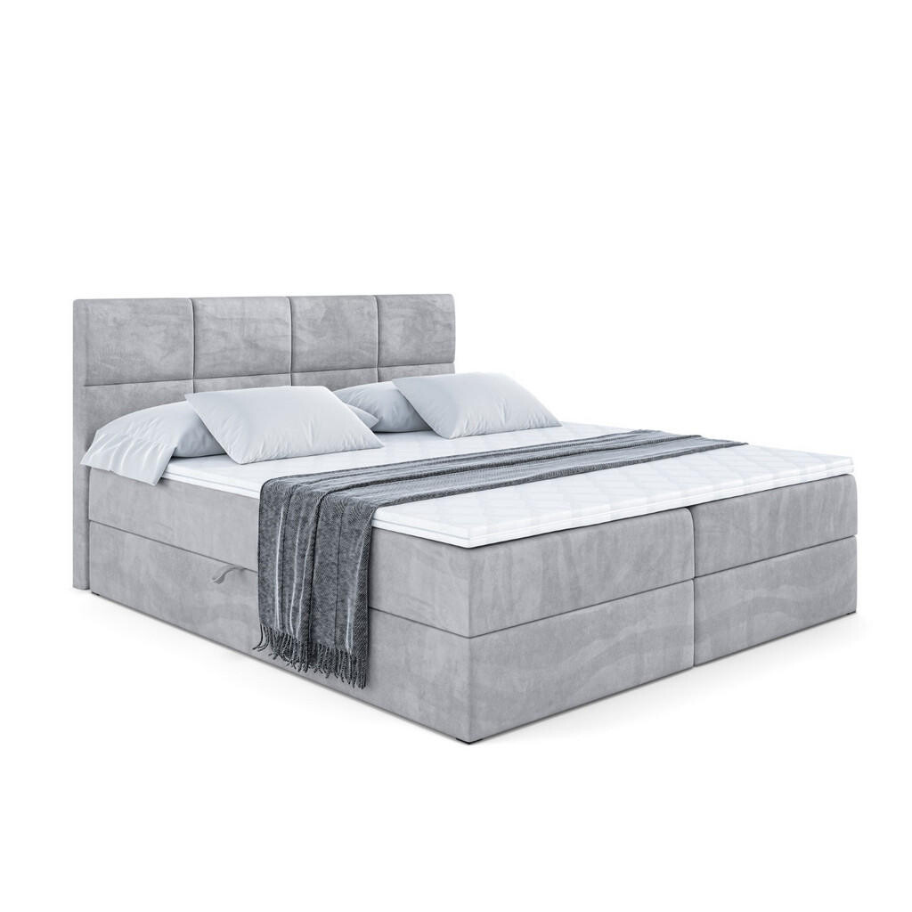 ALTDECOR AMERICKÁ postel s matrací H3 a lamelovým roštem – ARDENI – 180 × 200 cm, světle šedá