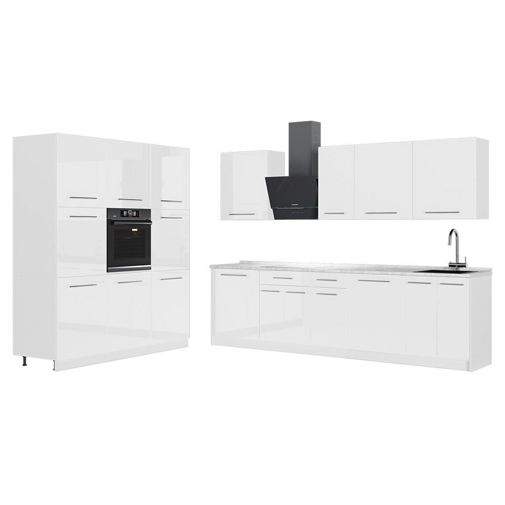 Vicco KUCHYŇSKÝ KOUT Fame-Line, Bílá vysoký lesk/Bílá, 460 cm, PD Mramor