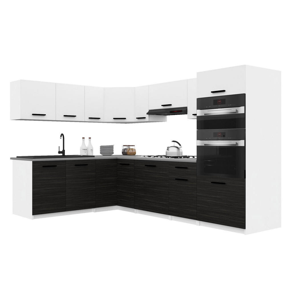 B BELINI GROUP KUCHYŇSKÁ LINKA Italia 8 420 cm , s pracovními deskami, Bílo-ebenová matná