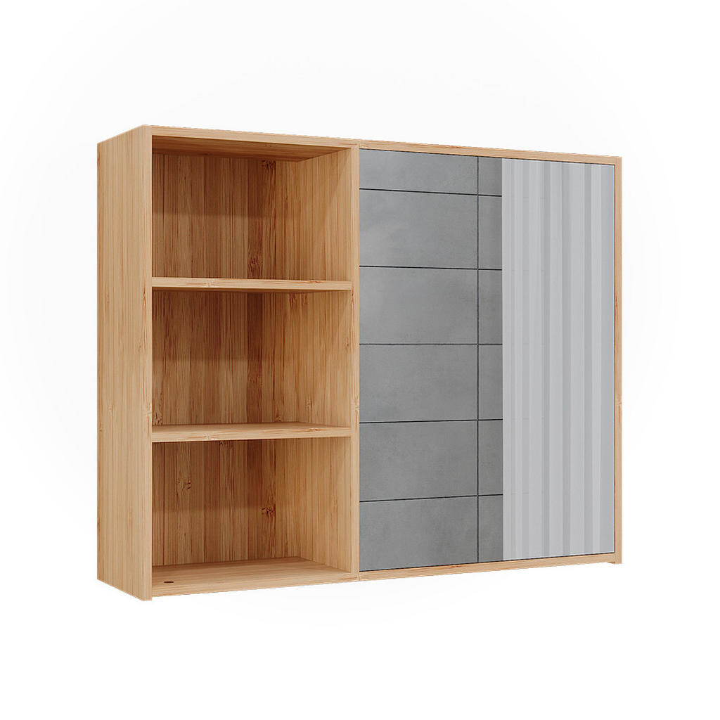 Vicco KOUPELNOVÁ ZRCADLOVÁ SKŘÍŇKA Lucie Bambus 74 x 60 cm se 3 otevřenými přihrádkami