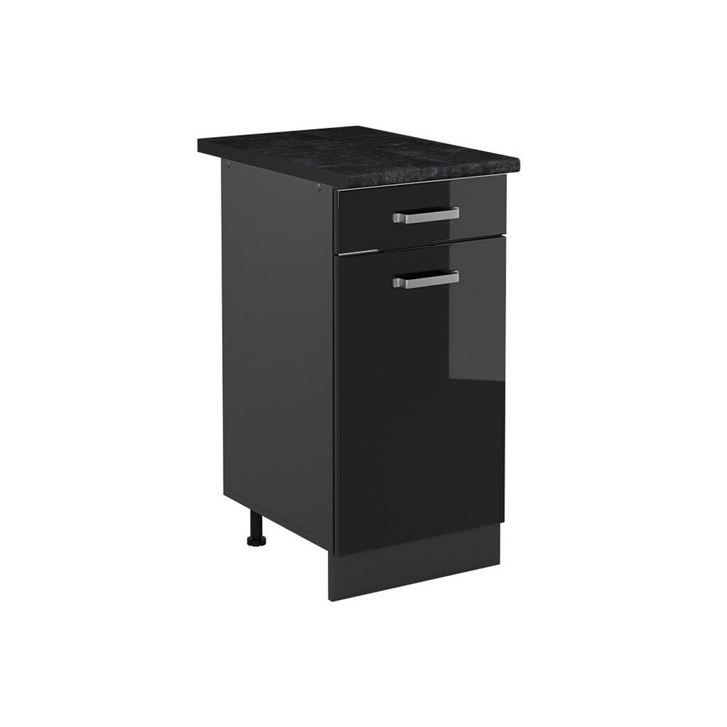 Vicco SPODNÍ SKŘÍŇKA KUCHYŇSKÉ LINKY R-Line, Černý vysoký lesk/Antracit, 40 cm pracovná doska antracitová