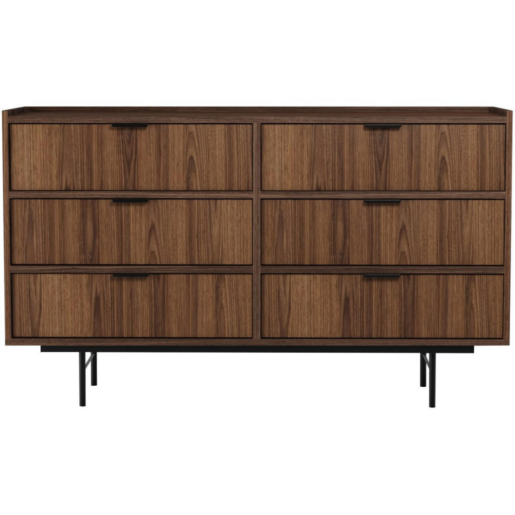 Beautysofa KOMODA Evron se 6 zásuvkami, ořech