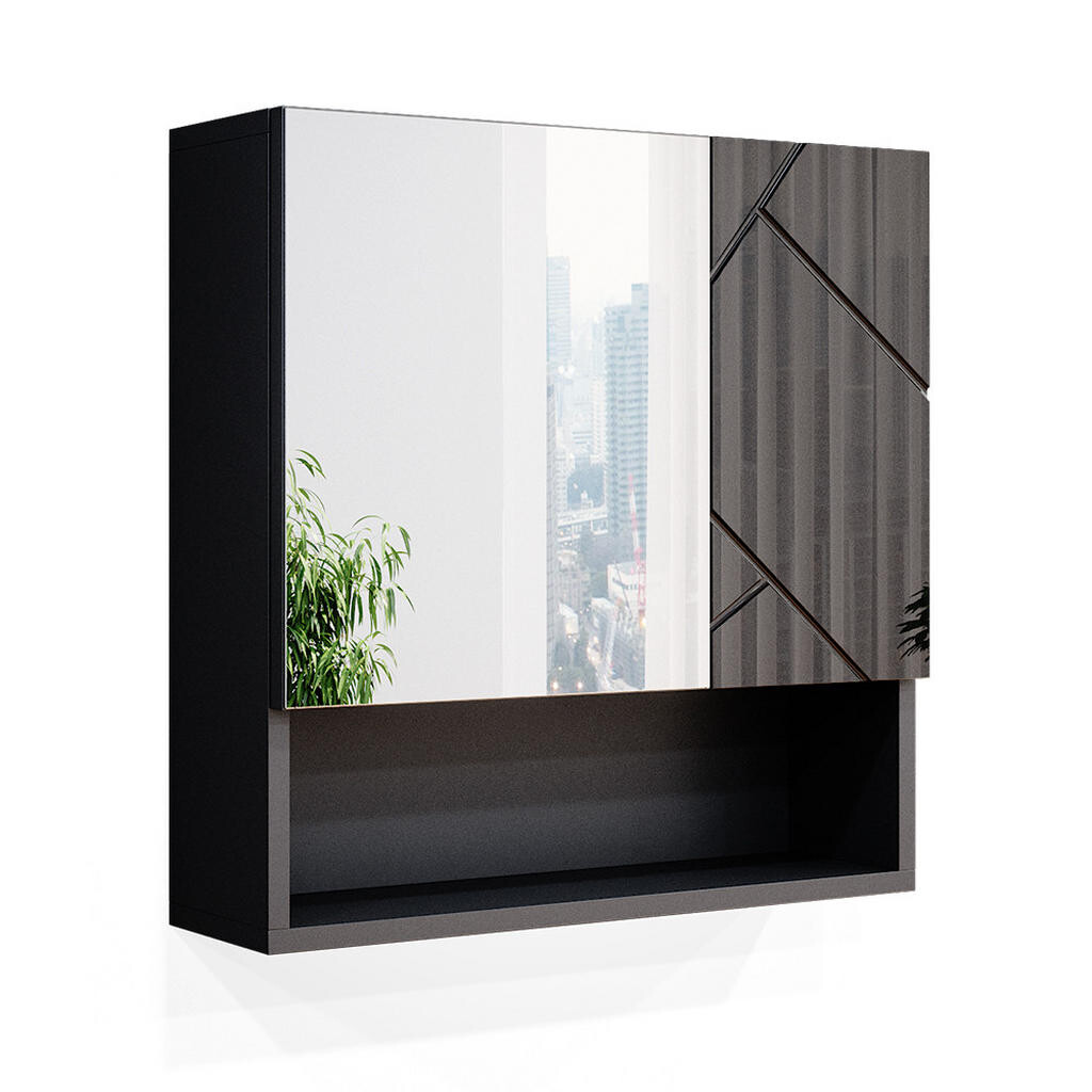 Vicco KOUPELNOVÁ ZRCADLOVÁ SKŘÍŇKA Irma Antracitový vysoký lesk 54 x 55 cm