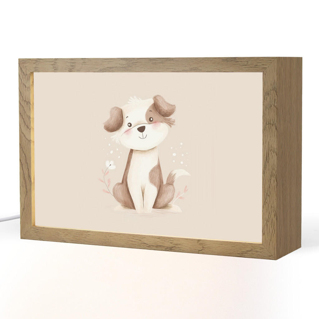 OnlyWow NOČNÍ LAMPIČKA Pes - skvrnitý - hnědý 30x20 cm