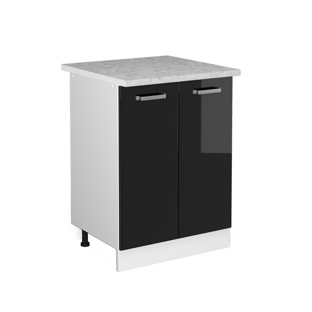 Vicco UNIVERZÁLNÍ ZÁKLADNÍ JEDNOTKA R-Line Černý vysoký lesk 60 cm s dvířky, s pracovní deskou