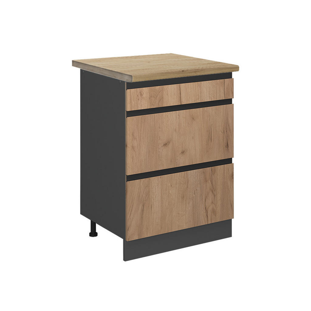 Vicco SPODNÍ SKŘÍŇKA KUCHYŇSKÉ LINKY R-Line Zlatý mocný dub 60 cm se zásuvkami, PD Dub