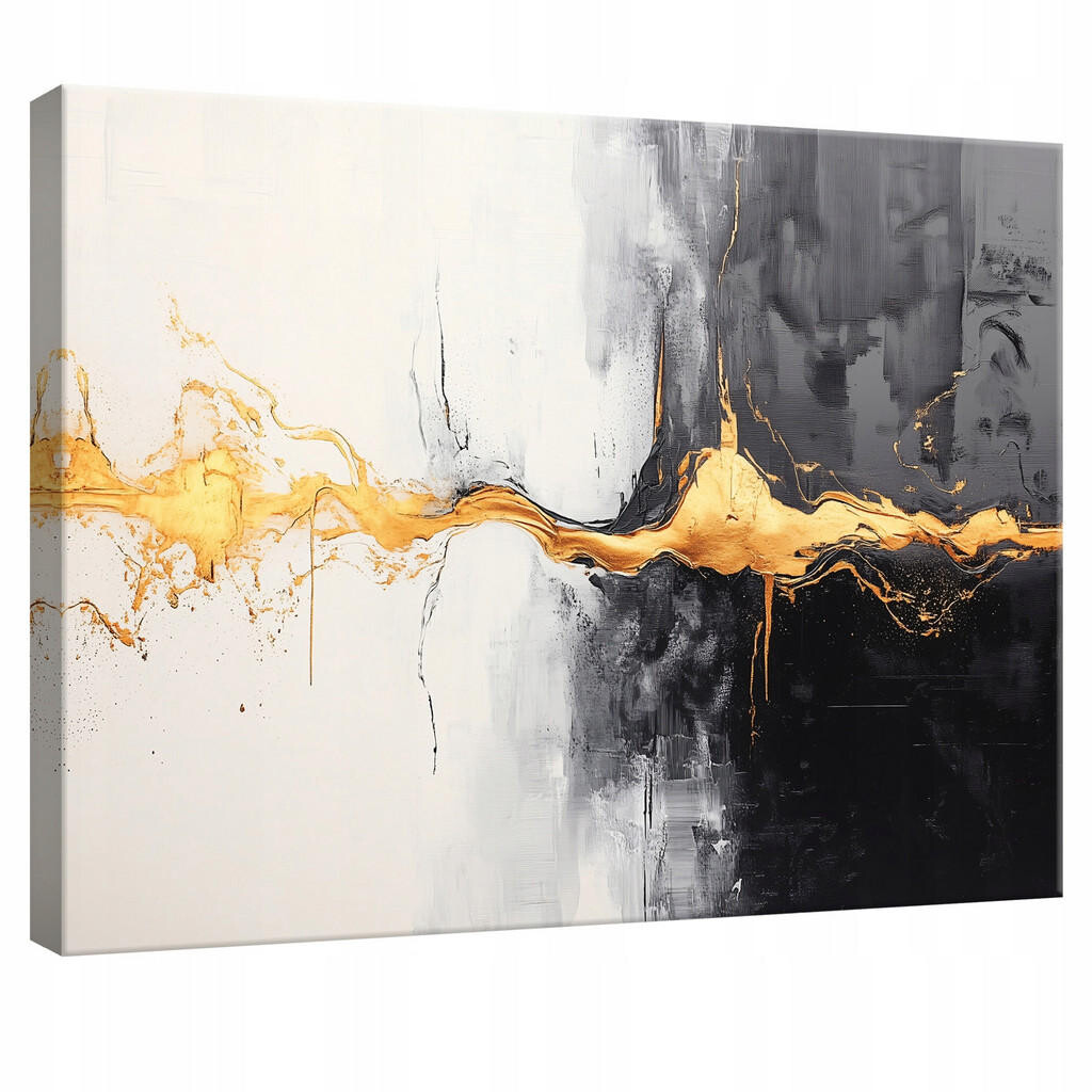 Wallarena ABSTRAKTNÍ obraz na plátně zlato-černý 60x40