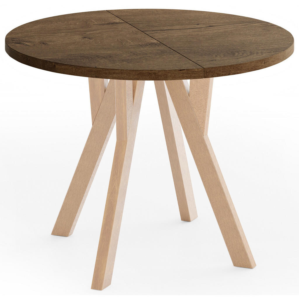 WFL GROUP ESSTISCH Avero runder ausziehbarer, Schwarz 80-160/80/77 cm