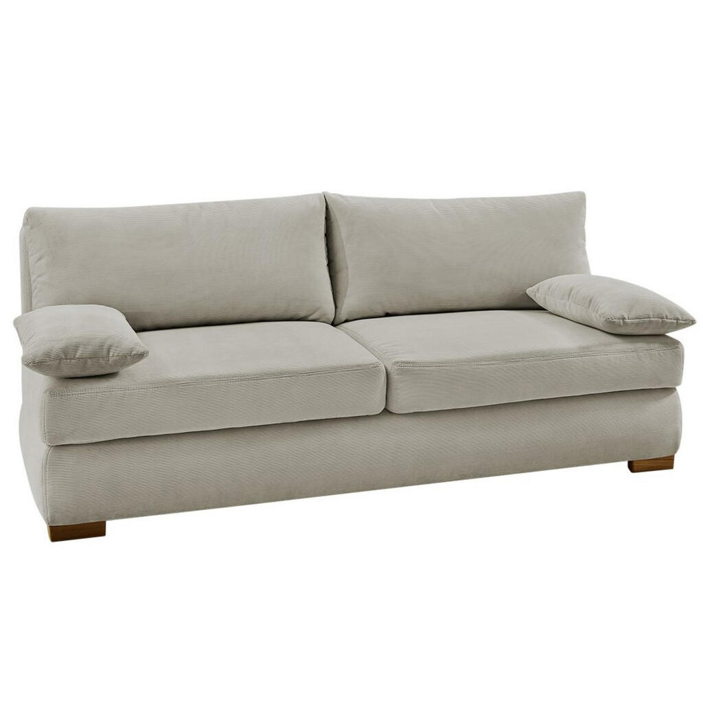 luma-home ROZKLÁDACÍ POHOVKA s pružinovým jádrem, topperem a úložným prostorem, Š201/H110/V88 cm, ležecká plocha 160×200 cm, jemný kord, béžová / 1515