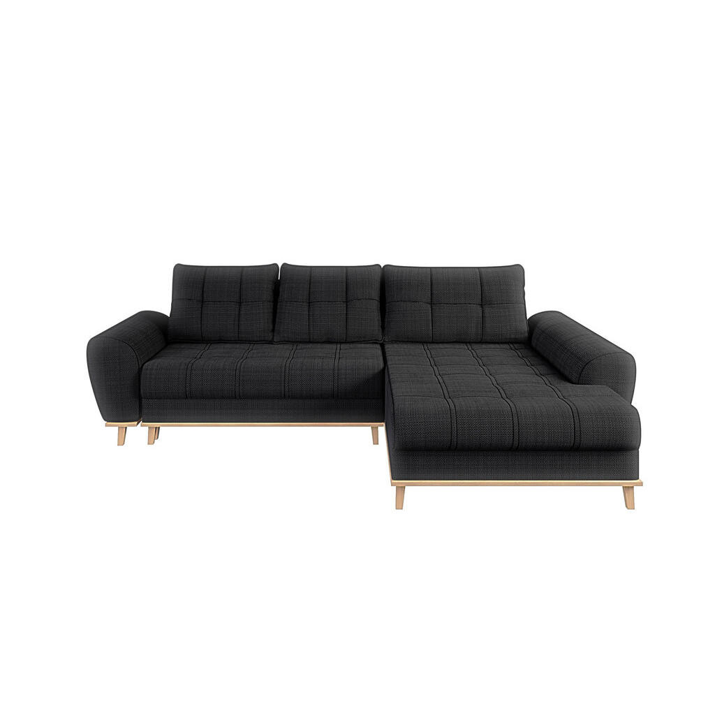 luma-home ROHOVÁ POHOVKA ve skandinávském stylu, rozkládací, 268 × 175 × 86 cm (Š×H×V), otoman vpravo, bouclé-chenille látka v antracitové barvě / 210