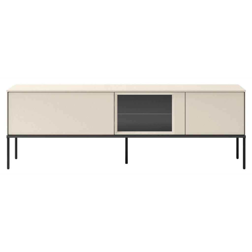 Selsey TV stolek Bellezo s osvětlenou prosklenou vitrínou Krémová 166/55/41 cm