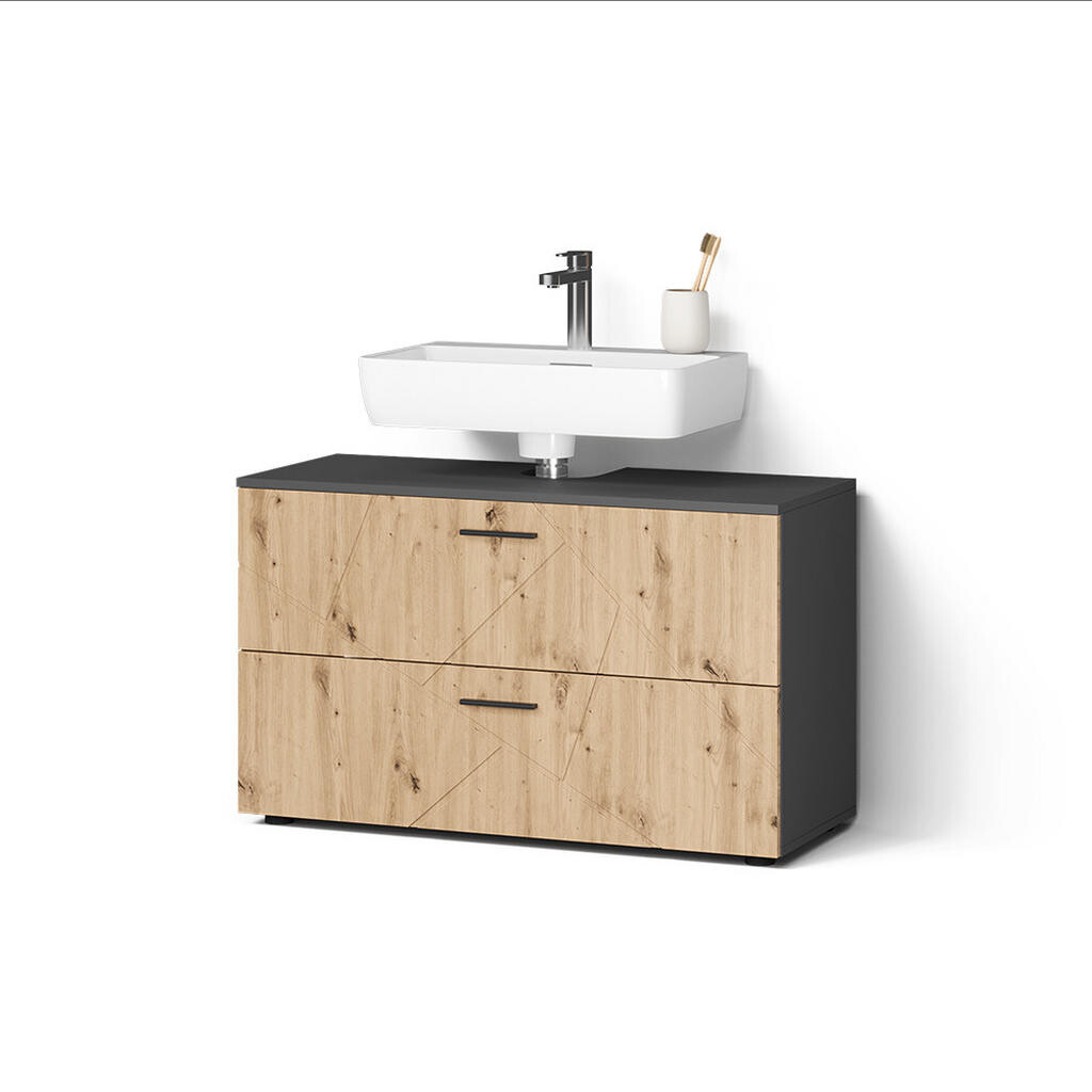 Livinity® TOALETNÍ SKŘÍŇKA PRO UMYVADLO Ronco, Antracit/Řemeslný dub, 100.1 x 60.6 cm se 2 zásuvkami