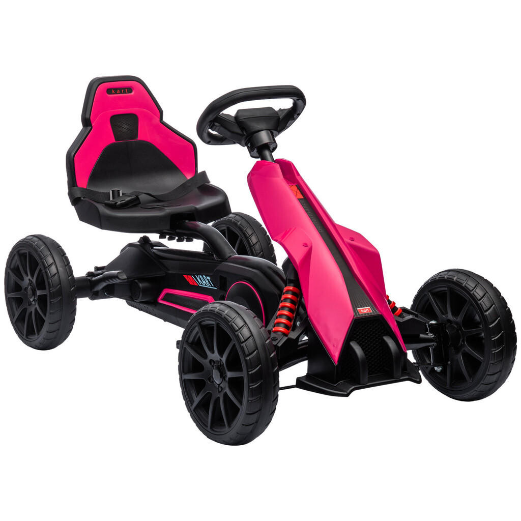 HOMCOM DĚTSKÝ ŠLAPACÍ GO-KART, růžový, plast, kov