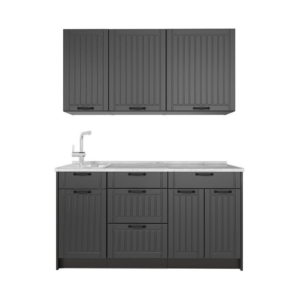 Vicco JEDNOTKOVÁ KUCHYNĚ Fame-Line, Tmavě šedá/Antracit, 150 cm, PD Mramor