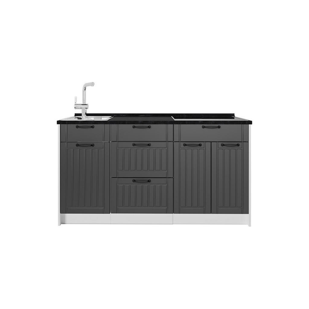 Vicco KUCHYŇSKÝ BLOK Fame-Line, Tmavě šedá/Bílá, 150 cm, PD Antracit