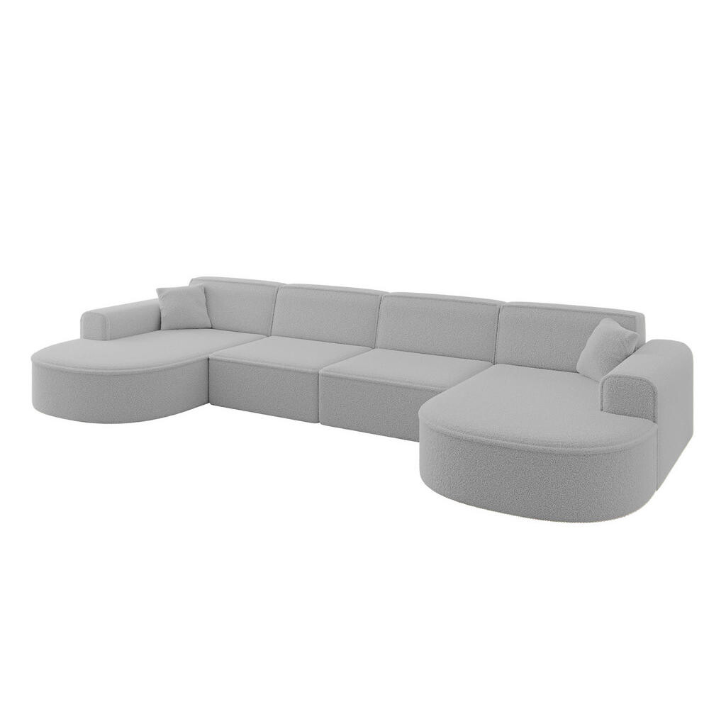 ALTDECOR SEDACÍ SOUPRAVA MARI-U2 – 388 x 171 x 79 cm, světle šedá buklé