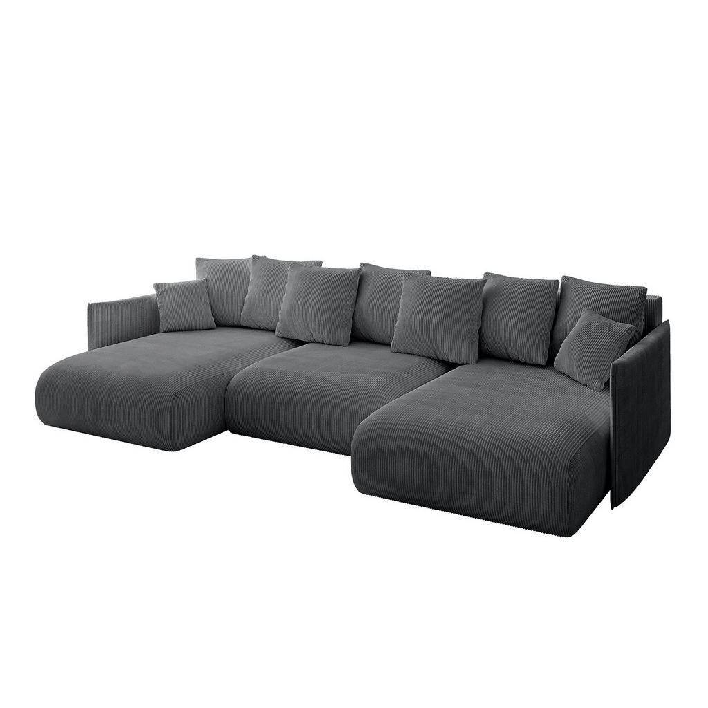 ALTDECOR SEDACÍ SOUPRAVA s funkcí lůžka a úložným prostorem pod postelí ONESK-U 317x177x72 tmavě šedá manšestr