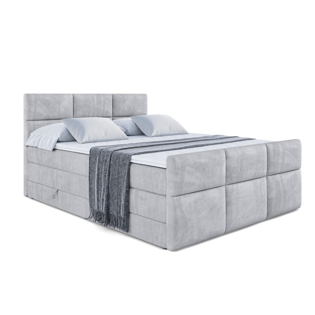 ALTDECOR POSTEL boxspring OHIO-Z KING – 180 × 200 – H3/H4 – světle šedá