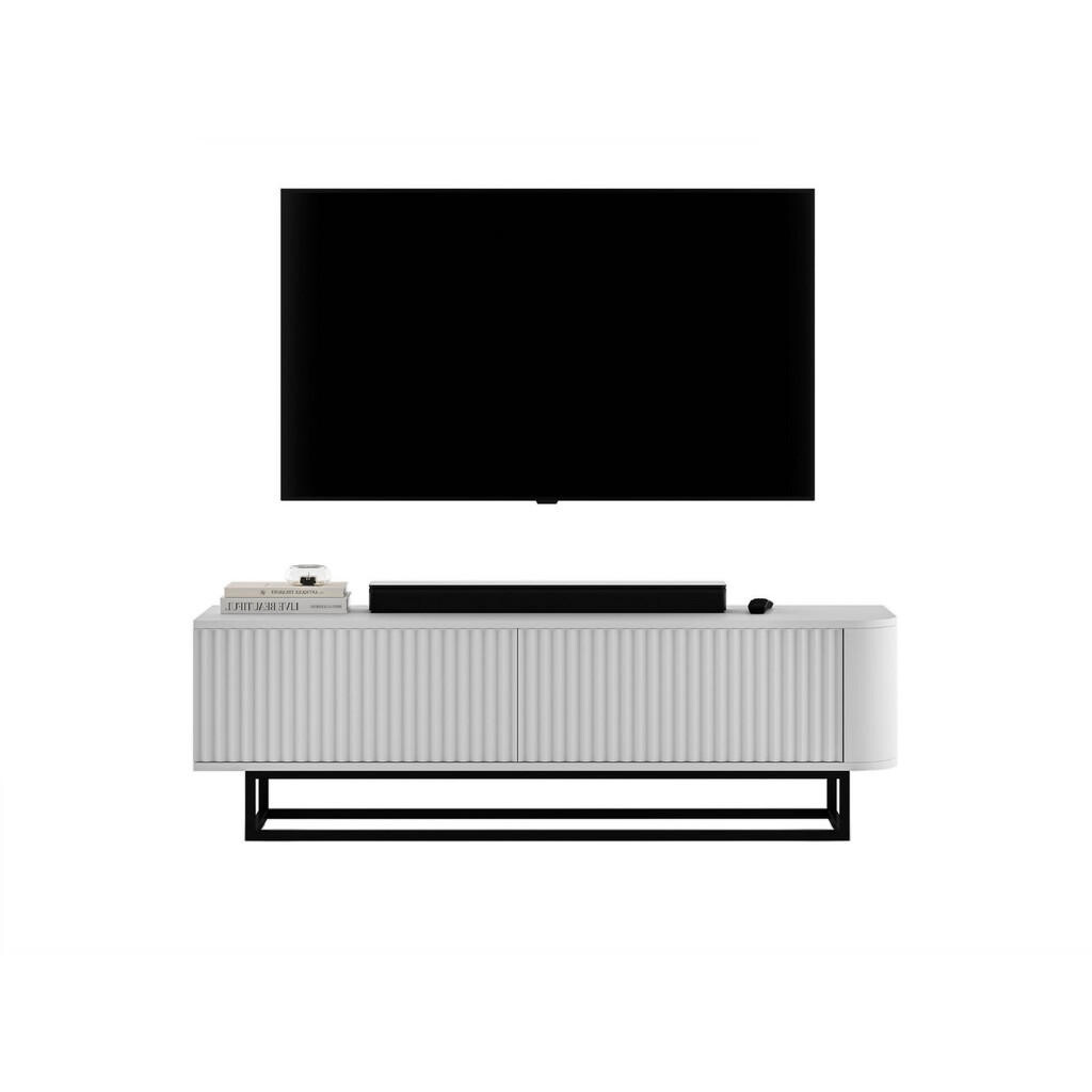 Meble Lindner TV STOLEK Aurora bílý matný 140 cm s kovovým rámem