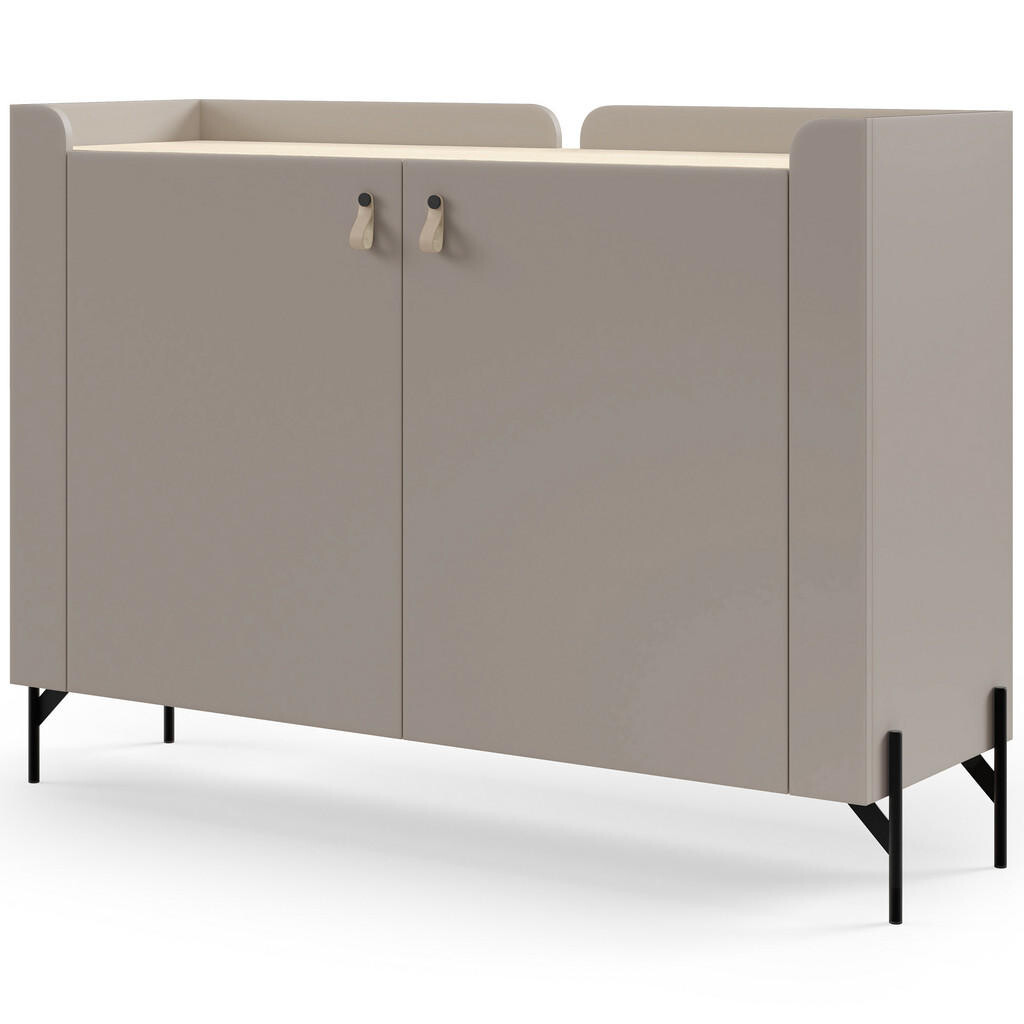 Beautysofa KOMODA Sorella se 2 dveřmi, 130 cm, do studentského pokoje, porcini + dub Mavelie