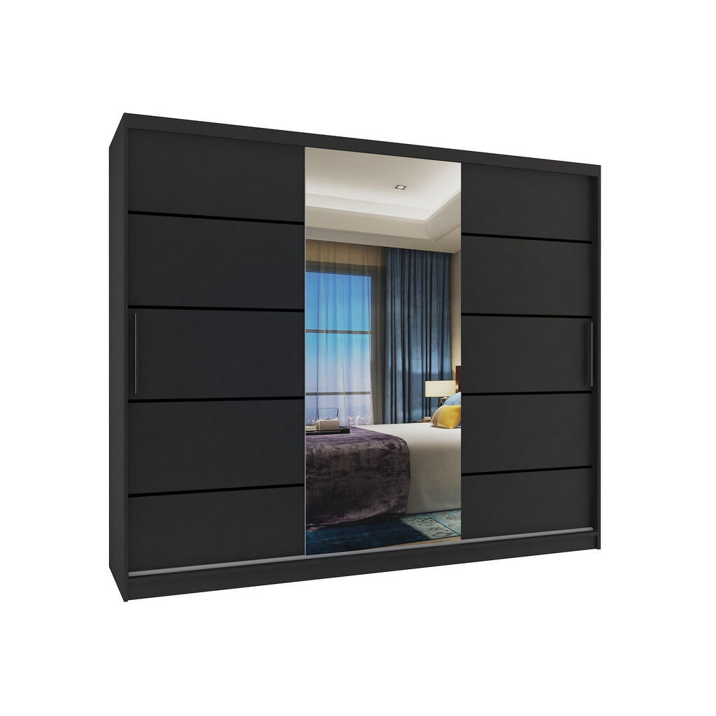 B BELINI GROUP POSUVNÁ SKŘÍŇ Verona MBP, Černá Mat, 232 cm, se zrcadlem