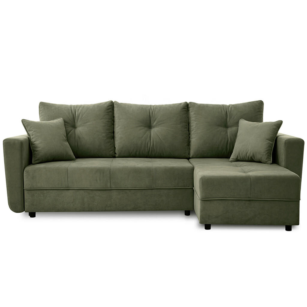 Beautysofa ROHOVÁ ROZKLÁDACÍ POHOVKA Verona s úložným prostorem a univerzální lenoškou, 240 cm, olivově zelená