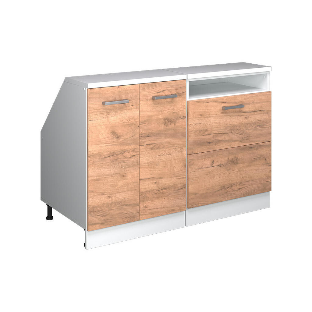Vicco KUCHYŇSKÁ SKŘÍŇKA POD ŠIKMOU STŘECHU R-Line Zlatý mocný dub 120 cm Sada 2 korpusů skříně hloubka 60 cm