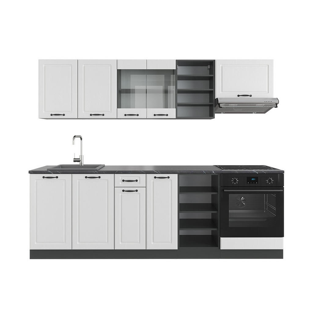Vicco KUCHYŇSKÝ KOUT R-Line Bílý venkovský dům/antracit 240 cm , PD Antracit