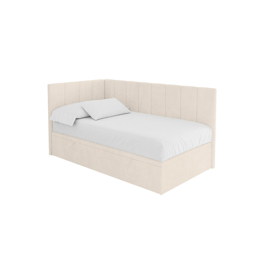 ALTDECOR JEDNOLŮŽKOVÁ POSTEL pro mládež s úložným prostorem vpravo, bez matrace - LOVY 100x200 béžová