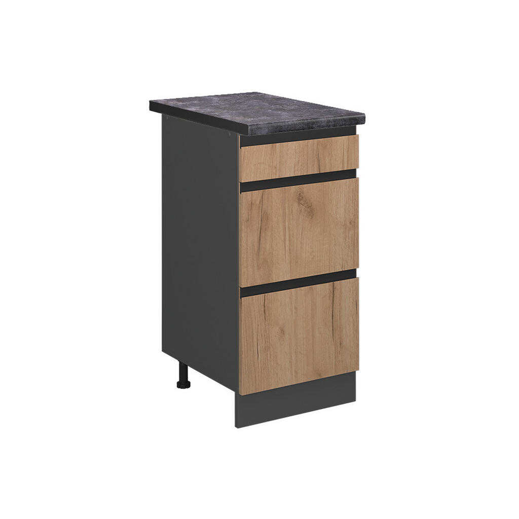 Vicco SPODNÍ SKŘÍŇKA KUCHYŇSKÉ LINKY R-Line Zlatý mocný dub 40 cm se zásuvkami, PD Antracit