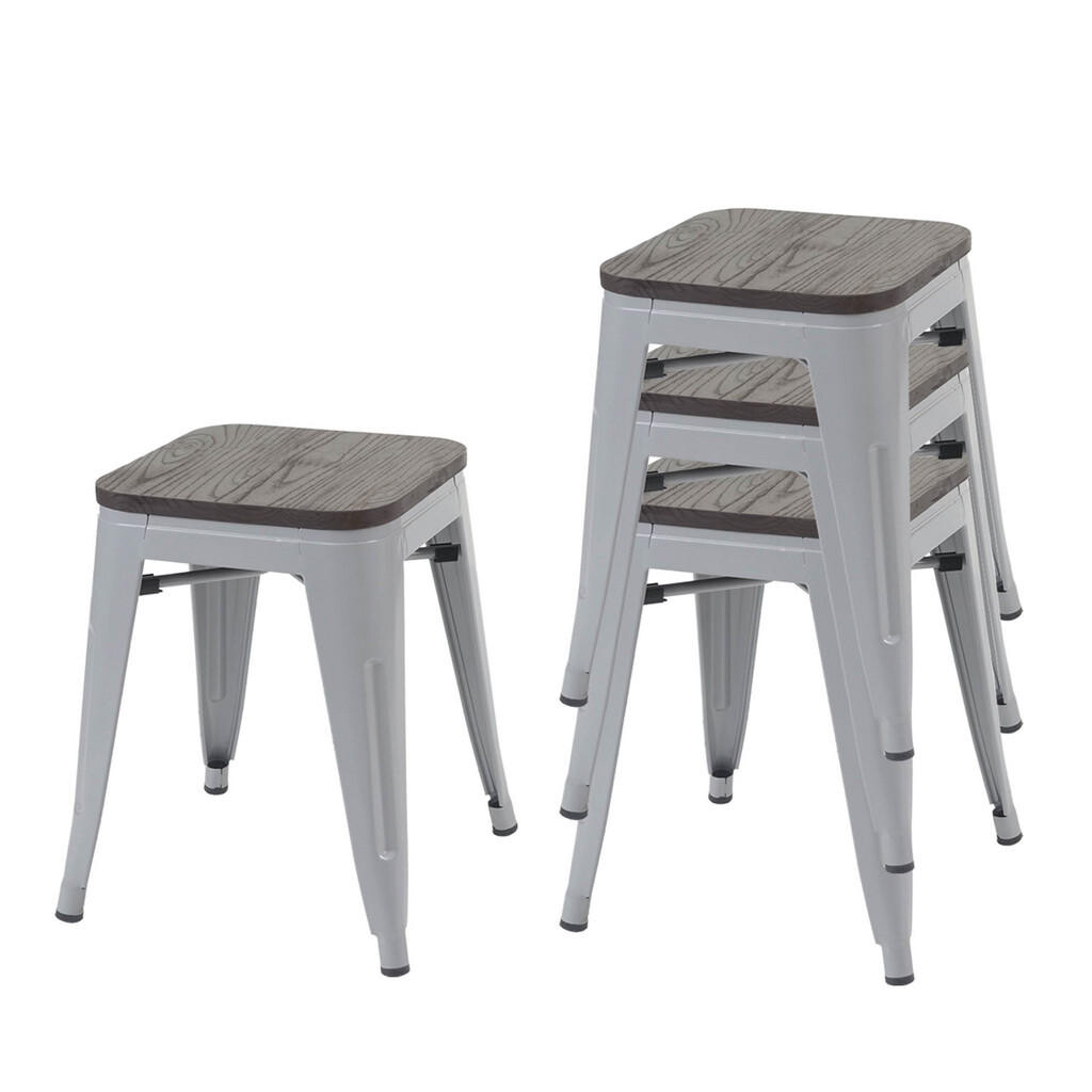 MCW STOLEK DŘEVĚNÁ SEDACÍ PLOCHA Šedá, sada 4 ks