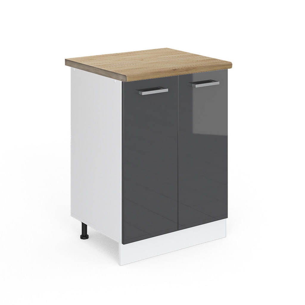 Vicco SPODNÍ SKŘÍŇKA KUCHYŇSKÉ LINKY R-Line Antracitový vysoký lesk 60 cm , PD Dub