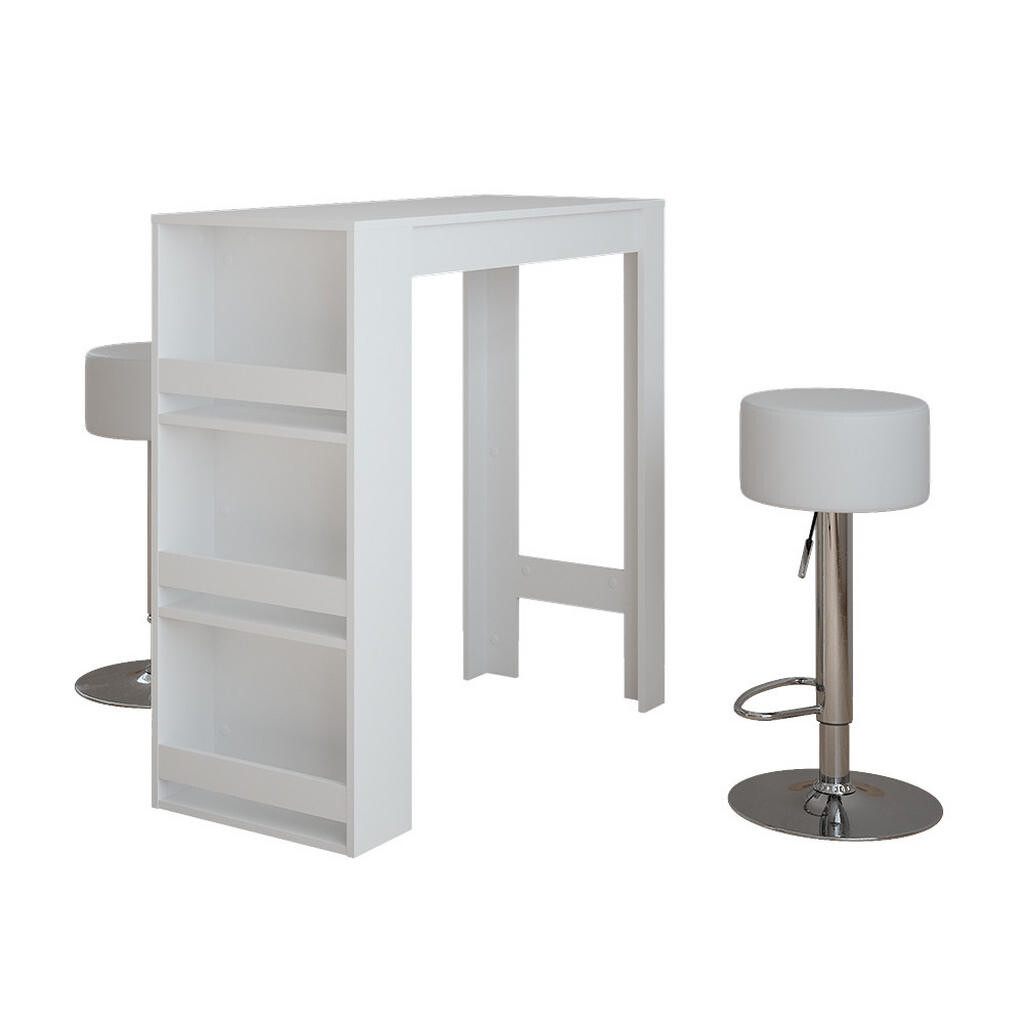 Vicco STOJACÍ BAROVÝ STŮL SE ŽIDLEMI Repose Bílá 45 x 110 cm se 2 barovými stoličkami