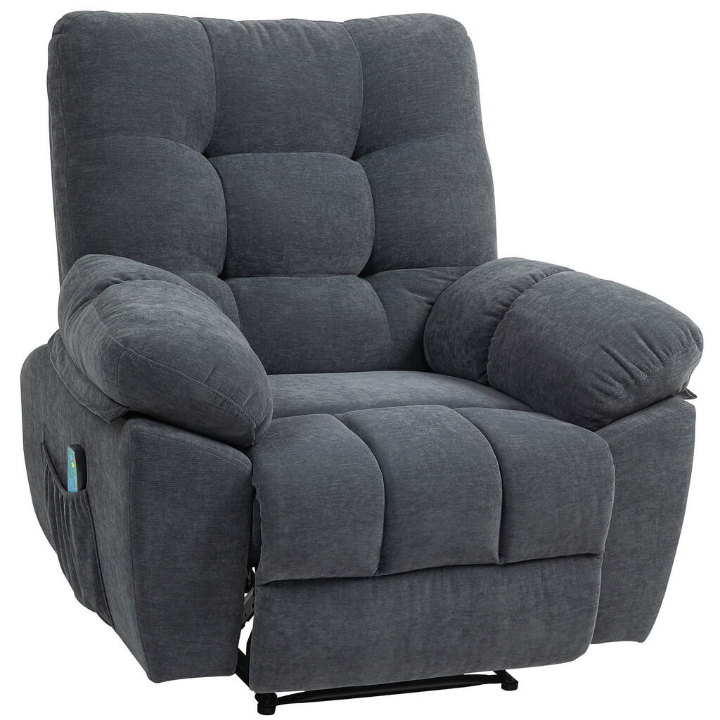 HOMCOM MASÁŽNÍ křeslo polyester ocel tmavě šedá