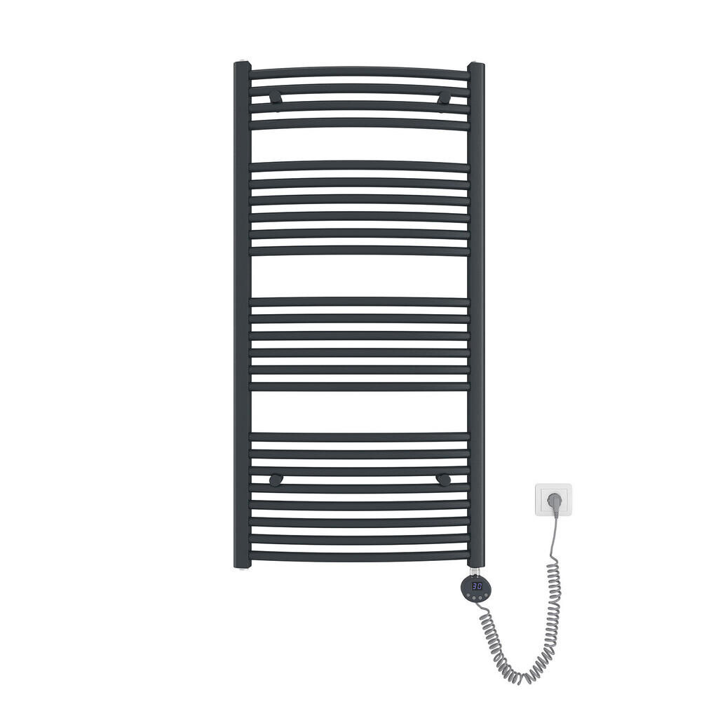 EMKE RADIÁTOR Elektrický zakřivený na ručníky, antracit, 120/60 cm