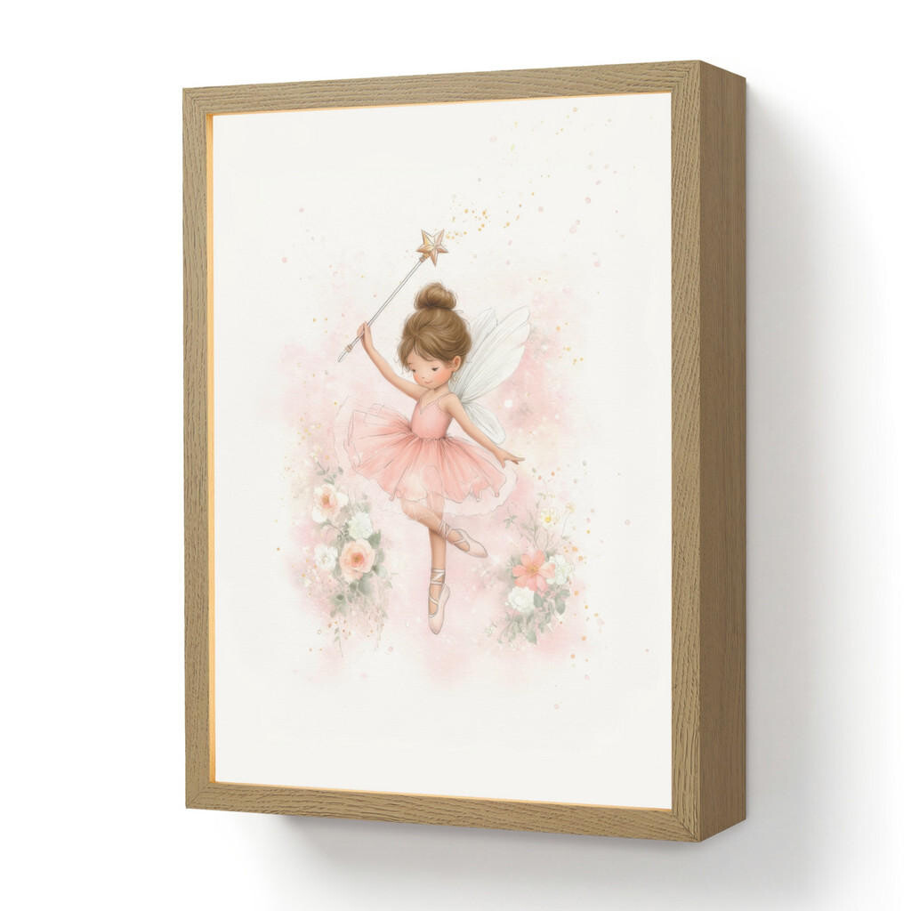 OnlyWow NÁSTĚNNÁ LAMPA S AKUMULÁTOREM Baletka - Víla - Květiny - Růžová 30x40 cm